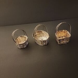 Mini Baskets, Approx 3.5 in, Set of 3 Metal-ish, Silverish Color, Used Crafts